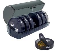 Pilulier Semainier Français Matin Midi Soir Portable Rond 7 Jours Pilulier avec 14 Compartiments Petite Boîte à Pilules Multicolore Pilulier de Voyage Pilulier de Poche Organiseur de Pilules