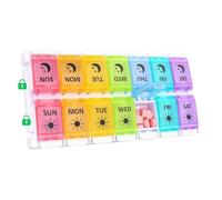 Pilulier Semainier Matin et Soir, 2 compartiments, Petits Pilluliers Amovibles 7 Jours, Grande Capacité plus Rangement Boite de Médicaments Pilbox Semainier 2 Fois par Jour, 23,2 x 11,2 x 2,9 cm