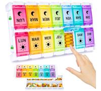 Pilulier Semainier Matin et Soir, Semainier Medicament 14 Compartiments Pilulier 7 Jours Grande Capacité plus Rangement Boite de Médicaments Pilbox Semainier 2 Fois par Jour (Multicolore)