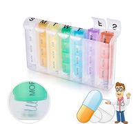 Pilulier Semainier Matin Midi Soir Nuit, Portable Boîte à Pilules 4 fois par jour, Sans BPA Compact Voyage Boîte à Médicaments de Poche, Hermétique 7 jours Étui à pilules Organiseurs de comprimés