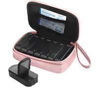 Pilulier Semainier Matin Soir Piluliers Medicaments 7 Jours Deux Fois Par Jour Sac en Cuir PU Avec Fermeture éclair Paquet Huile de Poisson, Vitamines, Suppléments Pharmaceutiques (rose)