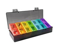 Pilulier Semainier,Pilulier Hebdomadaire 7 Jours Deux fois par Jour,Pillulier Grande Capacite Plus Rangement Boite,pour Médicaments/Vitamines/Huile de Poisson/Suppléments (Couleur, 14 Grille)