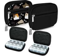 Pilulier Semainier Pilulier Medicaments 7 Jours Semainier Medicament Boîtes À Pilules De Voyage Avec Étui À Fermeture Éclair Pour La Médecine,La Vitamine,Le Supplément-Noire 03 + Noire 01