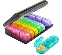 Pilulier Semainier Portable avec 21 Compartiments, Boite de Rangement Hebdomadaire pour Vitamines et Complements