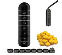 Pilulier Semainier Très Grande Capacité, Boîte à Pilules en Aluminium 7 Jours Voyage Imperméable Portable Étui à Pilules, Sans BPA EDC Compact Contenant à Pilules de Poche, 1 Fois par jour