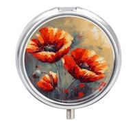 Pilulier simple pour peinture à l'huile - Motif floral - Pilulier hebdomadaire - Petit pilulier pour sac à main
