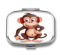 Pilulier singe coquin - 2 compartiments - Petit pilulier mignon