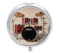 Pilulier standard Drum Set avec miroir, 3 compartiments, étanche, pour sac à main ou poche, avec poignée antidérapante, idéal pour les voyages et les compléments alimentaires (vitamines, huile de poi