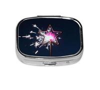 Pilulier Star Fireworks avec imprimé bâton de feu d'artifice compact avec motif imprimé complet pour voyage et usage quotidien