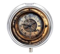 Pilulier Steampunk en métal rond à 3 compartiments - Petit pilulier portable pour médicaments et vitamines - Pour sac à main et poche pour contenir des vitamines et des suppléments