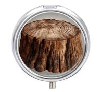 Pilulier Stump of Oak Tree - Pilulier de voyage - 3 compartiments - Petit pilulier quotidien - Boîte à pilules ronde en métal pour sac à main