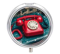 Pilulier téléphonique rétro anglais avec 3 compartiments - Étanche et portable - En métal - Résistant à l'humidité