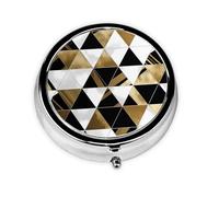 Pilulier tendance moderne noir blanc doré triangles rond 3 compartiments pour sac à main mignon pilulier organisateur de pilules portable de voyage mini petit récipient à pilules pour contenir des