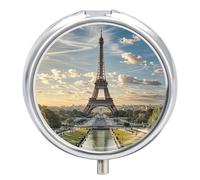 Pilulier tour Eiffel Paris à 3 compartiments pour sac à main, poche étanche, organiseur de pilules de voyage, organisateur de vitamines rond, petit pilulier quotidien