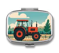 Pilulier tracteur agricole avec 2 compartiments, pilulier carré portable, pilulier de vitamines, organisateur de pilules pour poche, sac à main et voyage
