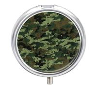 Pilulier vert militaire camouflage 3 compartiments quotidiens petit pilulier rond en métal pour sac à main