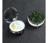 Pilulier vert militaire numérique à 3 compartiments rond portable pour poche ou sac à main, pilulier hebdomadaire, organisateur de médicaments en métal décoratif en métal organisateur de vitamines
