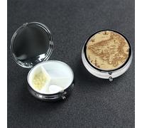 Pilulier vintage avec miroir - 3 compartiments - Pour sac à main ou poche - Petit pilulier rond en métal - Cadeau de voyage