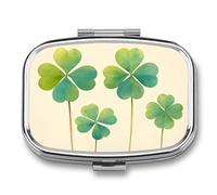 Pilulier vintage en forme de trèfles à quatre feuilles 2 compartiments - Pilulier de voyage pour sac à main