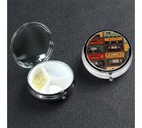 Pilulier vintage en métal portable à 3 compartiments - Joli pilulier de voyage - Organisateur de vitamines pour sac à main, poche, cadeau de voyage