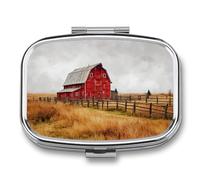 Pilulier vintage rouge à 2 compartiments - Pilulier portable de voyage pour sac à main