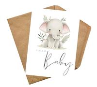 PILUVI THE LABEL Carte postale avec enveloppe en papier kraft - Bonjour bébé - Carte de vœux de naissance - Unisexe - Pour garçon et fille