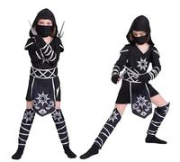PILUZEAT Déguisement Ninja Halloween pour Enfants Fille Garçon Costume Noir Royal Carnaval Anniversaire Mascarade Cosplay VêTements de FêTe 100-150 CM