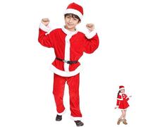 PILUZEAT Déguisements Costume Père Noël pour Garçon Enfant Garçon Rouge Vêtements pour Nouvelle Année Cosplay Carnaval Mascarade Fête à Thème en Famille 100-160 CM