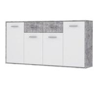 Forte ANTUZA Commode l x H x P : 162,3 x 88,1 x 34,2 cm, matériau dérivé du Bois, Aspect béton, Gris Clair/Blanc, Petite Taille