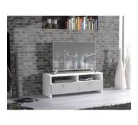PILVI Meuble TV - Contemporain - Blanc et gris mat - L 95 cm Blanc G