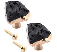 PILYON Bouton De Tiroir 2Pièces Boutons Et Poignées En Laiton Obsidienne Pour Tiroir Porte D'Armoire Diamètre 33 À 45mm