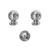 PILYON Bouton De Tiroir 2Pièces Poignée En Argent Chromé Poignée De Porte D'Armoire Argent Brillant Poignée De Porte D'Armoire Tout En Cuivre Bouton De Porte D'Armoire D'Armoire No.3 Diameter25mm