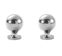 PILYON Poignée Bouton 2Pièces Boutons Et Poignées De Garde-Robe Boule Chromée Tiroir Monotrou Porte D'Armoire Poignées En Laiton Argent Brillant Diamètre28mm