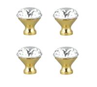 PILYON Poignet De Porte Cuisine 4Pcs Or Monotrou Diamant Cristal Poignée Armoire Armoire Porte Poignée, Or, 40Mm