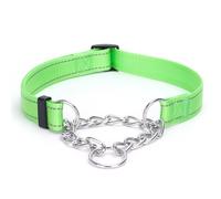 Pimaodog Collier martingale pour chien avec chaîne en acier inoxydable, collier martingale avec réfléchissant, réglable pour chiens de taille moyenne et grande (S, vert)