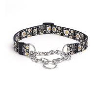 Pimaodog Martingale Collier pour chien avec chaîne en acier inoxydable - Collier de dressage à chaîne limitée pour un dressage sans traction - Motif floral multicolore mignon - Collier antidérapant de