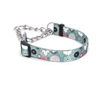 Pimaodog Martingale Collier pour chien avec chaîne en acier inoxydable - Collier de dressage à chaîne limitée pour un dressage sans traction - Motifs floraux multicolores mignons - Collier
