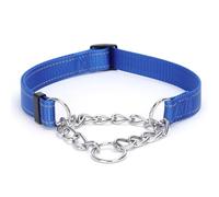 Pimaodog Martingale Collier pour chien avec chaîne en acier inoxydable, collier martingale avec réfléchissant, réglable pour chiens de moyenne et grande taille (L, bleu foncé)