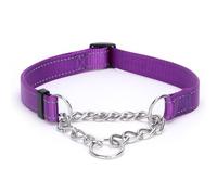 Pimaodog Martingale Collier pour chien avec chaîne en acier inoxydable, collier martingale avec réfléchissant, réglable pour chiens de moyenne et grande taille (L, violet)