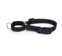 Pimaodog Martingale - Collier réfléchissant pour chien avec boucle à dégagement rapide réglable en nylon pour chiots, chiens de petite, moyenne et grande taille (taille L, noir)