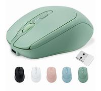PiMivco Souris sans fil rechargeable Bluetooth pour ordinateur portable/iPad/MacBook Pro/Air, souris silencieuse pour PC/Surface Pro/Lenovo/Samsung, souris d'ordinateur portable fine (vert)