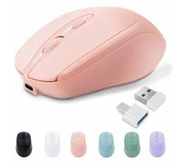 PiMivco Souris sans fil rechargeable Bluetooth pour ordinateur portable/iPad/MacBook Pro/Air, souris silencieuse pour PC/Surface Pro/Lenovo/Samsung, souris d'ordinateur portable fine (rose)