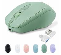 PiMivco Souris sans fil rechargeable Bluetooth pour ordinateur portable/iPad/MacBook Pro/Air, souris silencieuse pour PC/Surface Pro/Lenovo/Samsung, souris d'ordinateur portable fine (vert)