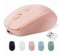 PiMivco Souris sans fil rechargeable Bluetooth pour ordinateur portable/iPad/MacBook Pro/Air, souris silencieuse pour PC/Surface Pro/Lenovo/Samsung, souris d'ordinateur portable fine (rose)