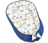 PIMKO Baby Nest - Réducteur de lit pour bébé - Minky Navy trains