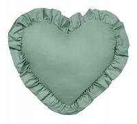 PIMKO Coussin décoratif en forme de cœur avec volant à volants, coussin décoratif, coussin de canapé, avec taie d'oreiller et rembourrage, 45 x 50 cm, pistache