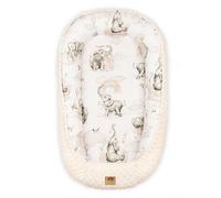 PIMKO Minky Nid pour bébé 2 côtés - Nid douillet pour bébé - Nid douillet pour bébé - Nid pour bébé - Beige éléphant avec rabat