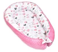 PIMKO Minky Réducteur de Lit bébé Cocon 2 côtés Baby Nest nourrissons coussin pour lit pour nouveau-né Nid de bébé Minky Coeurs