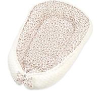 PIMKO Minky Réducteur de Lit bébé Cocon 2 côtés Baby Nest nourrissons coussin pour lit pour nouveau-né Nid de bébé Vanille / Fleurs