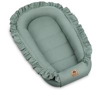PIMKO Nid avec Volants pour Bébé Réducteur Lit 2 Côtés 100% Coton pour Maison 55 x 90 cm (Pistache avec Rabat)